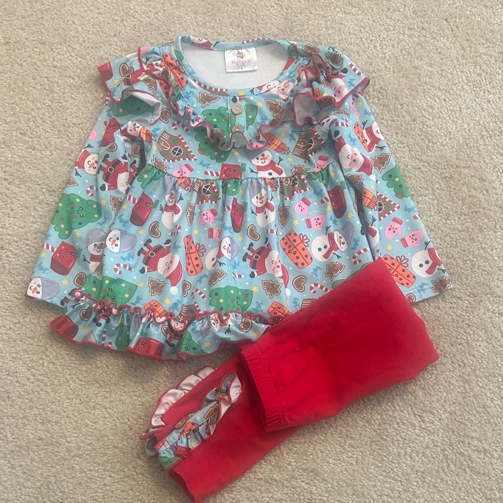 Ruffle girl Festive holiday outfit size 5